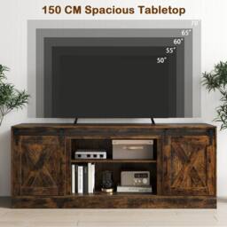 Costway Wooden TV Stand Cabinet for 70 Inch TVs Media Entertainment Center in Brown - thumbnail 6