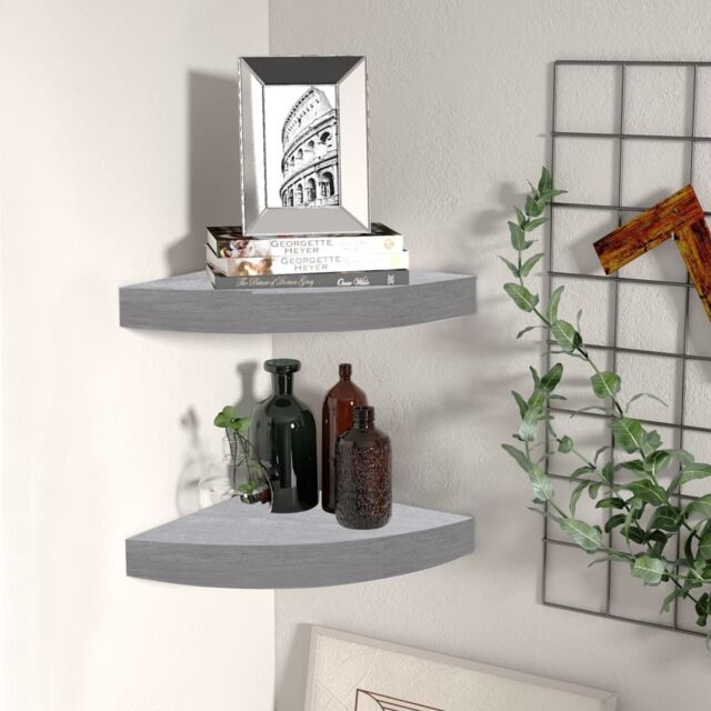Berkfield Home Wall Corner Shelves 2 pcs Concrete Grey 25x25x3.8 cm MDF - image 1