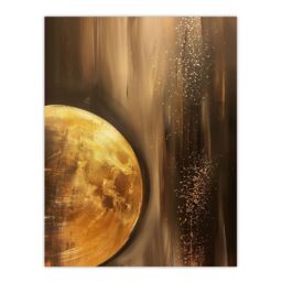 "Artery8 Golden Full Moon Milky Way Abstract Oil Painting Wall Art Print in Brown - Size: W24"" x H32""" - thumbnail 1
