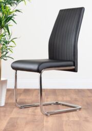 FurnitureboxUK Leonardo White Glass Marble Effect Silver Leg Table & 4 Lorenzo Chairs in Black - thumbnail 7