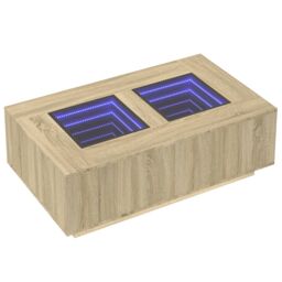 Berkfield Home Coffee Table with Infinity LED Sonoma Oak 116x69x40 cm in Brown - Size: 116 x 69 x 40 cm - thumbnail 3