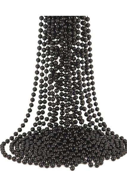 Neel Blue 9M Metallic Christmas Bead Chain - 7.5mm Shiny Pearl Garland in Black - image 1