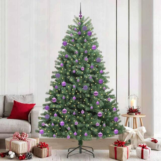 Berkfield Home Artificial Hinged Christmas Tree Green 240 cm PVC & Metal - image 1