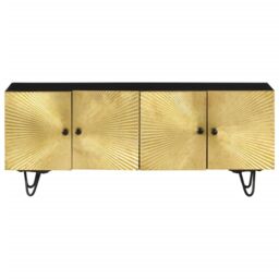 Berkfield Home TV Cabinet 110x30x45 cm Solid Wood Mango in Gold - Size: 110 x 30 x 45 cm - thumbnail 4