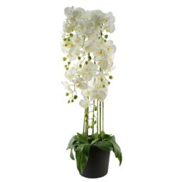 Leaf 110cm Artificial White Orchid Plant Artifcial 41 REAL TOUCH flowers in Green