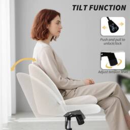 HOMCOM Desk Chair, Fluffy Swivel Office Chair for Makeup Vanity in Cream - thumbnail 6
