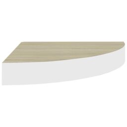 Berkfield Home Wall Corner Shelf Oak & White 25x25x3.8 cm MDF in Brown - thumbnail 4