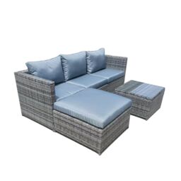 FURNITURE ONE Patio Rattan Corner Sofa, Reversible L-Shaped Wicker Outdoor Couch in Grey - Size: 1 Pack - thumbnail 5