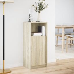 Berkfield Home Sideboard with LED Sonoma Oak 42.5x34x100 cm Engineered Wood in Brown - thumbnail 4