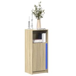 Berkfield Home Sideboard with LED Sonoma Oak 42.5x34x100 cm Engineered Wood in Brown - thumbnail 1