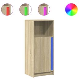 Berkfield Home Sideboard with LED Sonoma Oak 42.5x34x100 cm Engineered Wood in Brown - thumbnail 2