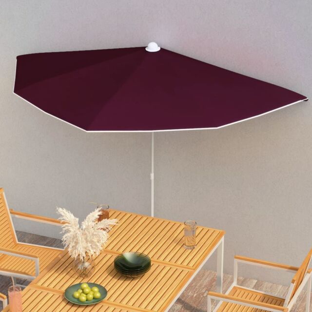 Berkfield Home Garden Half Parasol with Pole 180x90 cm Bordeaux Red - image 1