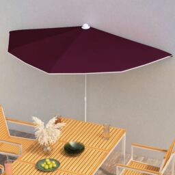 Berkfield Home Garden Half Parasol with Pole 180x90 cm Bordeaux Red - thumbnail 1