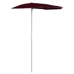 Berkfield Home Garden Half Parasol with Pole 180x90 cm Bordeaux Red - thumbnail 2