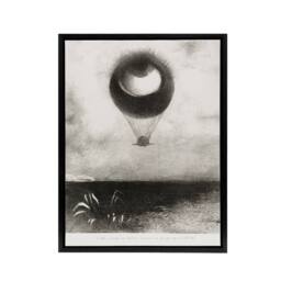 "Artery8 The Eye Like a Strange Balloon Redon Black Framed Canvas Wall Art in Grey - Size: W12"" x H16""" - thumbnail 1
