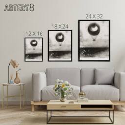 "Artery8 The Eye Like a Strange Balloon Redon Black Framed Canvas Wall Art in Grey - Size: W12"" x H16""" - thumbnail 4