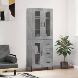 Berkfield Home Highboard Concrete Grey 69.5x34x180 cm Engineered Wood - thumbnail 2