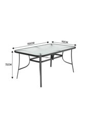 Garden Sanctuary Patio Tempered Glass Garden Coffee Table with Parasol Hole in Black - thumbnail 6