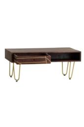 IH Design Silchester Dark Mango Coffee Table with Drawer & Gold Inlay in Brown - thumbnail 4