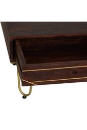 IH Design Silchester Dark Mango Coffee Table with Drawer & Gold Inlay in Brown - thumbnail 5