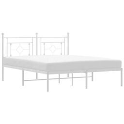 Berkfield Home Metal Bed Frame with Headboard White 160x200 cm - thumbnail 2