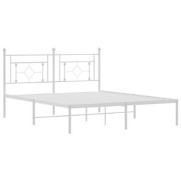 Berkfield Home Metal Bed Frame with Headboard White 160x200 cm - thumbnail 4