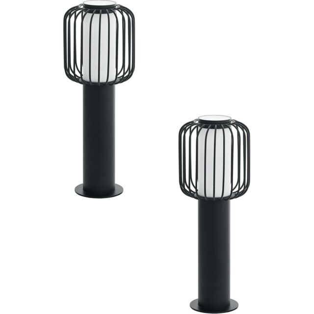 Loops 2 PACK IP44 Outdoor Pedestal Light Black Steel 1x 28W E27 Wall Gate Lamp - image 1