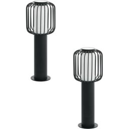 Loops 2 PACK IP44 Outdoor Pedestal Light Black Steel 1x 28W E27 Wall Gate Lamp