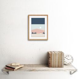 "Artery8 Wall Art Print Pastel Geometric Scotland Scottish Highland Sun Hills House Framed Art in Beige - Size: W7"" x H9""" - thumbnail 2