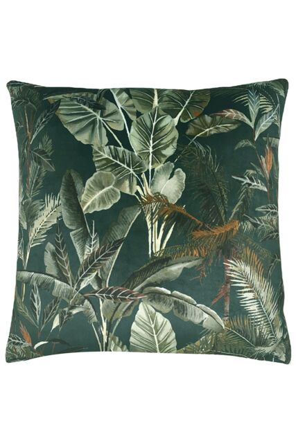 Evans Lichfield Kibale Jungle Leaves Hand-Painted Printed Piped Cushion - Size: 43 cm x 43 cm - image 1