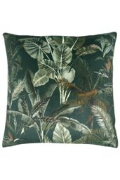 Evans Lichfield Kibale Jungle Leaves Hand-Painted Printed Piped Cushion - Size: 43 cm x 43 cm - thumbnail 1