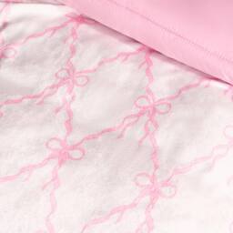 OHS Bow Lattice Flannel Fleece Throw Blanket Soft Bedspread in White - Size: 125 cm x 150 cm - thumbnail 2