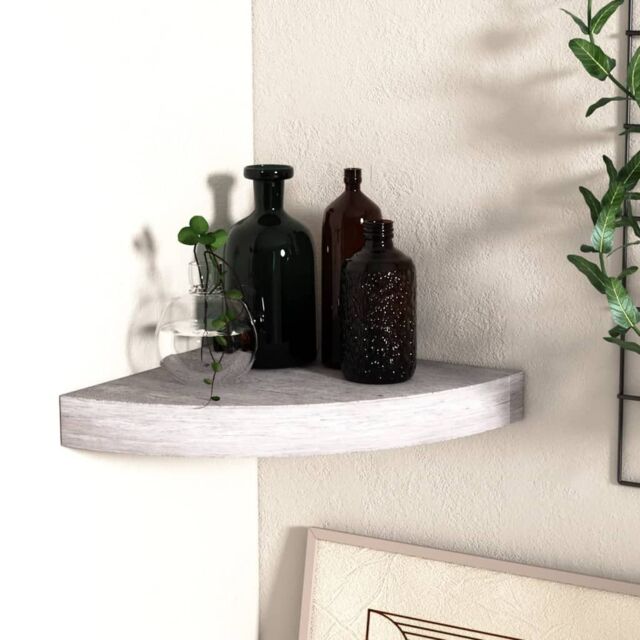 Berkfield Home Wall Corner Shelf Concrete Grey 35x35x3.8 cm MDF - image 1