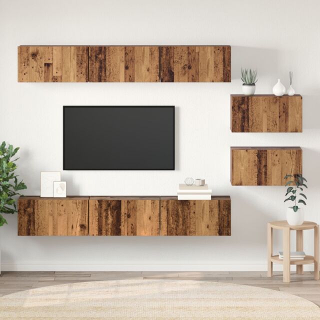 Berkfield Home TV Cabinet 8 pcs Old wood 60 x 30 x 30.5 cm Engineered wood in Brown - image 1