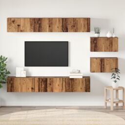Berkfield Home TV Cabinet 8 pcs Old wood 60 x 30 x 30.5 cm Engineered wood in Brown - thumbnail 1