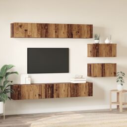 Berkfield Home TV Cabinet 8 pcs Old wood 60 x 30 x 30.5 cm Engineered wood in Brown - thumbnail 4