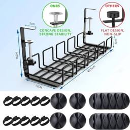 SPETLEK 2PCS Under Desk Cable Management Tray Cord Holder Storage in Black - thumbnail 2