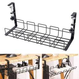 SPETLEK 2PCS Under Desk Cable Management Tray Cord Holder Storage in Black - thumbnail 5