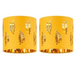 EONLION 2Yellow Leaf Cut Out Gold Inner 15cm Table Lamp Shade Lightshades in Yellow - thumbnail 1