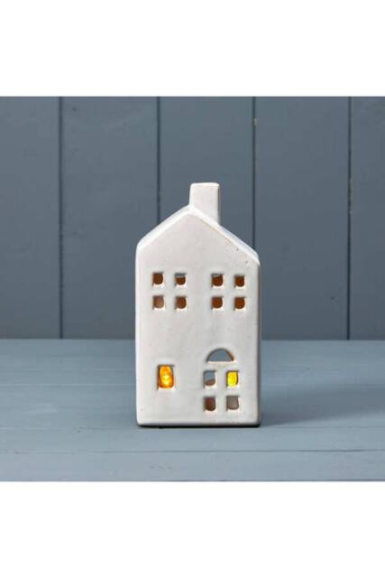 KDMD White Ceramic House Tealight with Reactive Glaze - 17mm - image 1