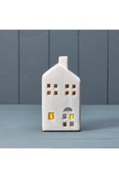 KDMD White Ceramic House Tealight with Reactive Glaze - 17mm - thumbnail 1