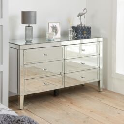 Birlea Valencia 6 Drawer Chest Mirrored in Silver