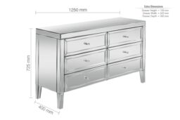 Birlea Valencia 6 Drawer Chest Mirrored in Silver - thumbnail 6