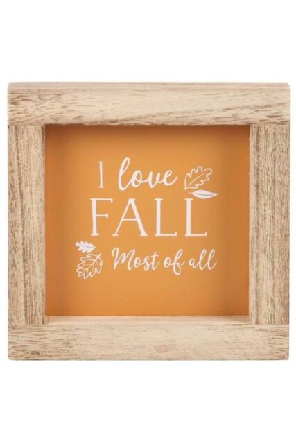 KDMD Orange I Love Fall Most of All Wooden Frame Sign - image 1