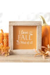 KDMD Orange I Love Fall Most of All Wooden Frame Sign - thumbnail 4