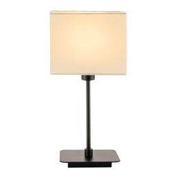 Happy Homewares Contemporary Bedside Table Lamp with White Cotton Fabric Shade in Black - thumbnail 3