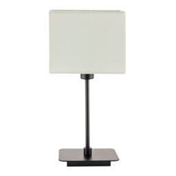 Happy Homewares Contemporary Bedside Table Lamp with White Cotton Fabric Shade in Black - thumbnail 4