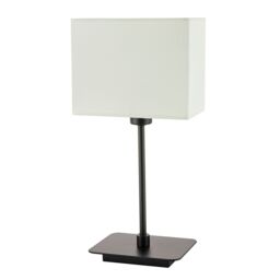 Happy Homewares Contemporary Bedside Table Lamp with White Cotton Fabric Shade in Black - thumbnail 2