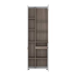 Wyld Haus Foxwhisk Tall Glazed Narrow Display Unit White Gloss & Truffle Oak - thumbnail 4
