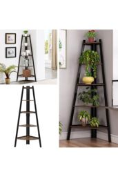 5-Tier Vintage Plant Stand in Brown - thumbnail 3